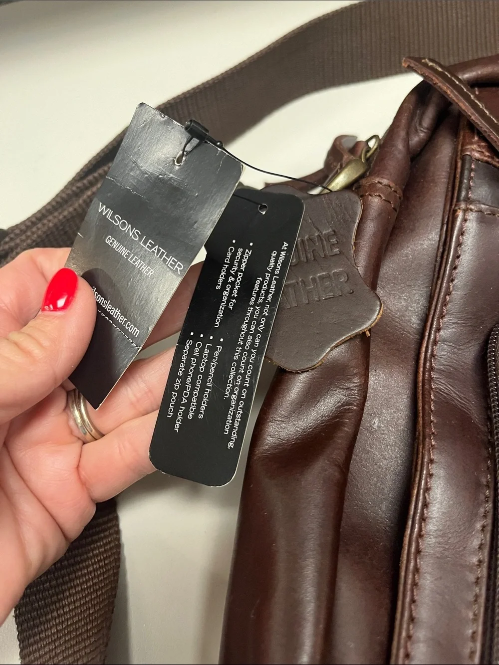Wilsons Leather Dark Brown Messenger Crossbody Bag